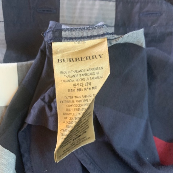 Burberry London Men’s Large Navy Plaid Button-Down Shirt Designer Check - Picture 5 of 8